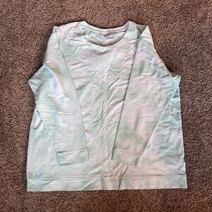 LIKE NEW D&Co Mint Green and White Tie-Dye Long Sleeve Shirt